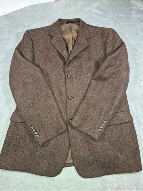 ✨ Vintage Bellissimo Pure New Wool Brown Tweed Sport Coat Blazer - 44R (P2P 22")